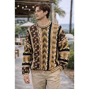Rochester Special Man RSM Vintage Men's Sweater XLT Tan Canada Cotton 3D Knit